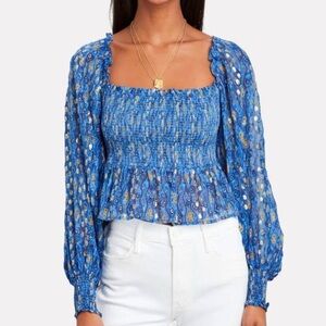 RIXO Smocked Blouse